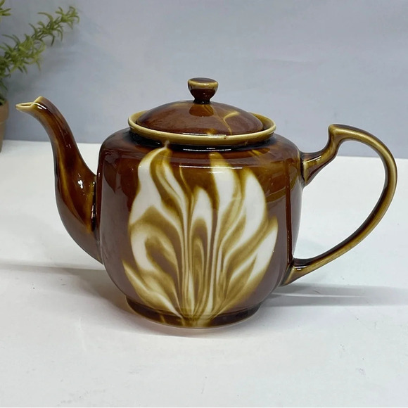 Pottery Glaze Teapot Brown And White, Made In China - Picture 4 of 11